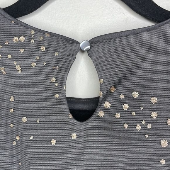 Cat & Jack Sz S 6 6X Girls Gray Metallic Gold Tulle Sleeveless Fit & Flare Dress - Picture 10 of 10